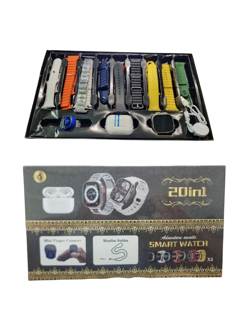 20 in 1 Smart Watch 2.03 With Tasbeeh , Rosary And Earbuds 49mm