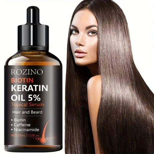 Rozino Biotin Keratin Oil 5% Topical Serum, 30ml, Hair Care Oil for Men and Women, Alcohol-Free,