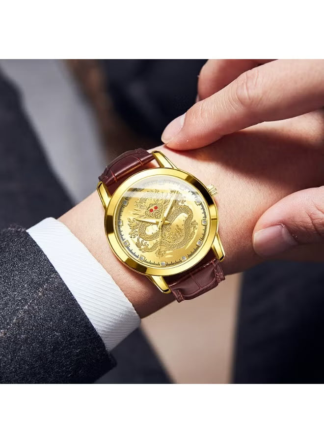 Men’s Gold Dragon Dial Quartz Watch