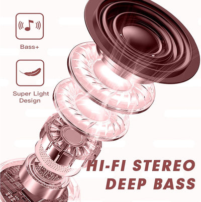 Pink Heart Design Wireless Earphones for Girls