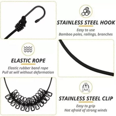 Cloth Drying Rope with Hooks