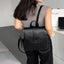 Black leather women's backpack