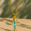 Gold-Tone Cylinder Stone Pendant Necklace