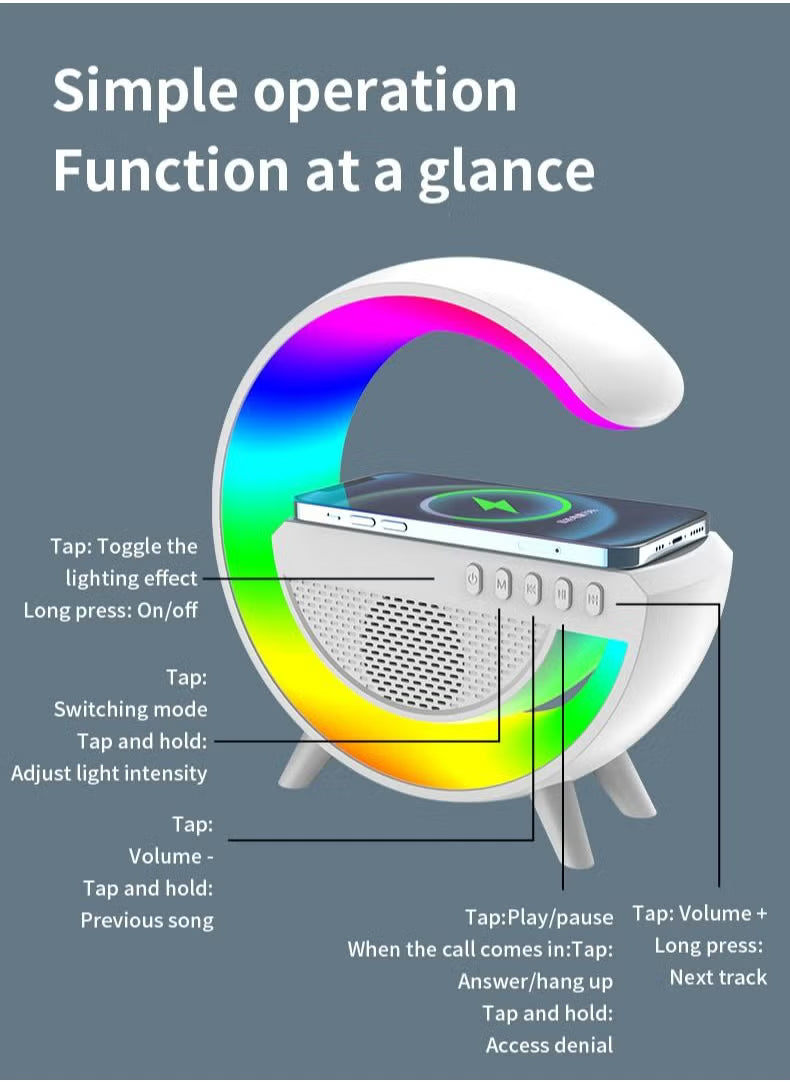 Wireless Smart Bluetooth Speaker with LED Adjustable Ambience Light G