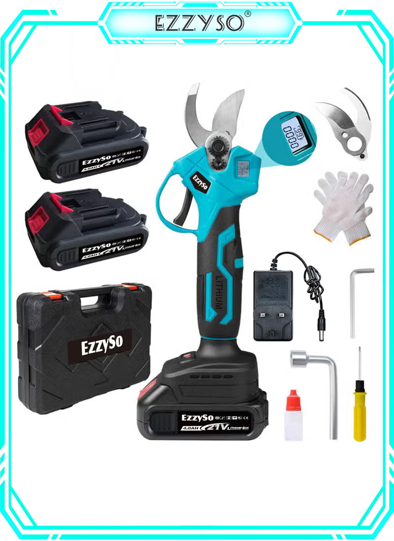 21V Electric Pruning Shears with 2 Batteries, Charger & Blades – Cuts Up to 30MM
