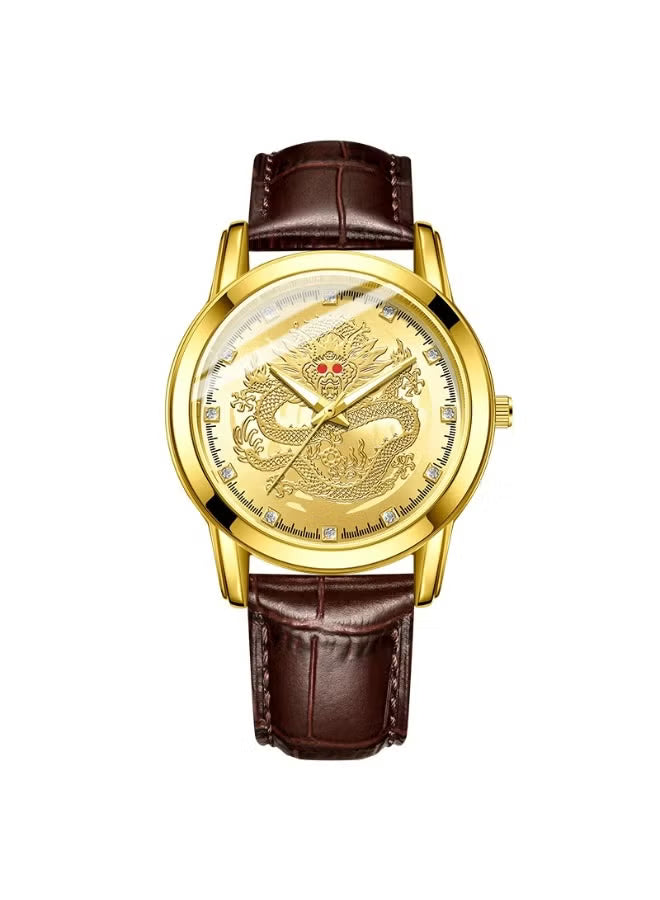 Men’s Gold Dragon Dial Quartz Watch