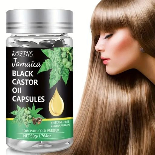 50pcs/box Black Castor Oil Capsules, Containing Arginine Oil