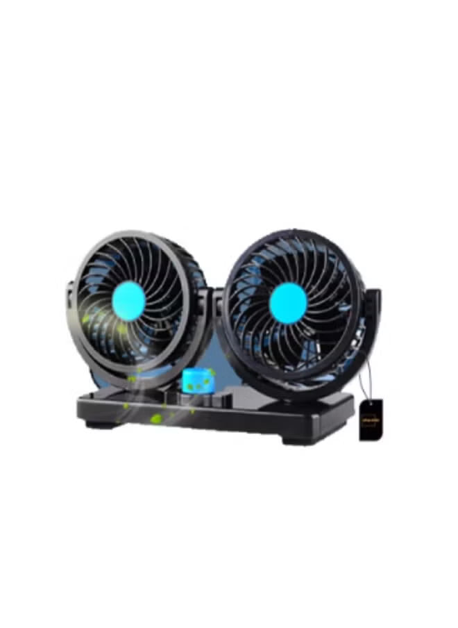 Portable Electric Car Fans 360 Degree Rotatable 2 Speed Five Blade 12V Cooling Air Fan for SUV, RV, Vehicles