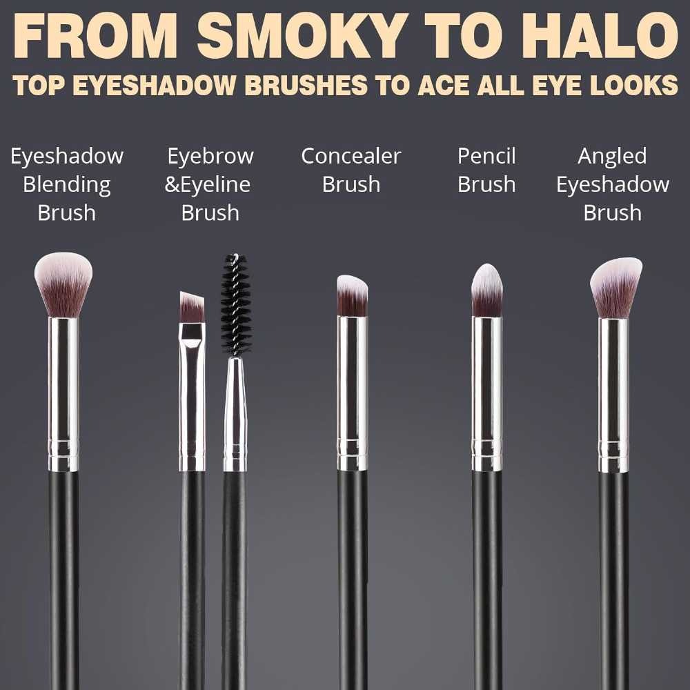 BEAKEY Makeup Brushes Set Premium Foundation Concealer Blush Bronzer Eye Shadow 10+2 PCS