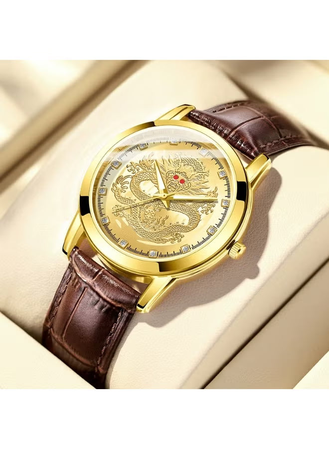 Men’s Gold Dragon Dial Quartz Watch