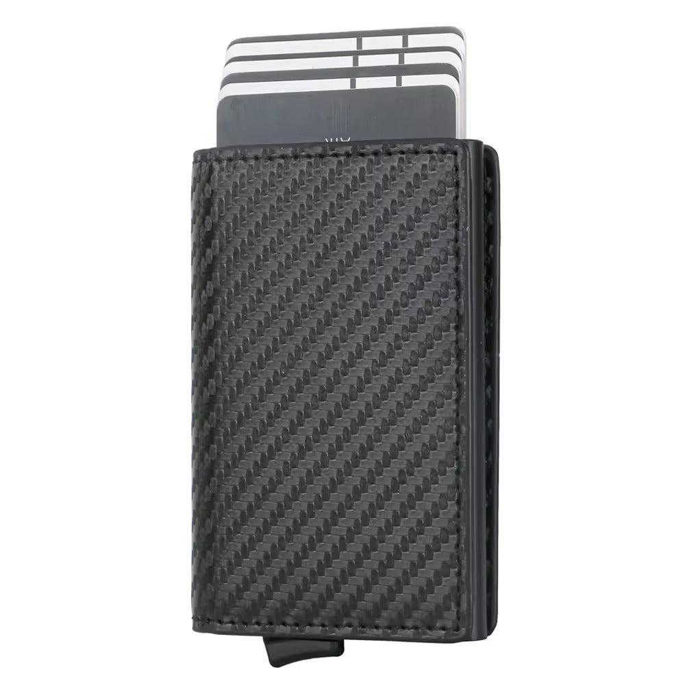 Men's Sleek Business Wallet - RFID Blocking, Carbon Fiber Pattern