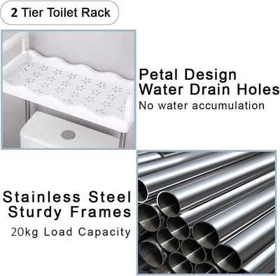2 Tier Over the Toilet Rack, Stainless Steel
