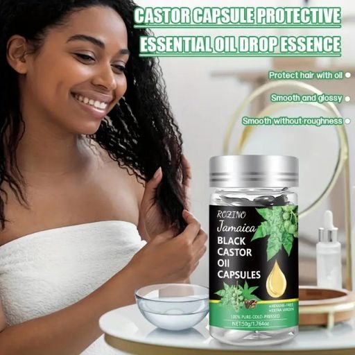 50pcs/box Black Castor Oil Capsules, Containing Arginine Oil