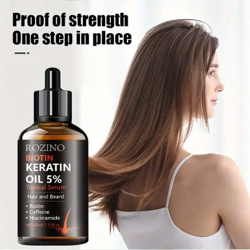 Rozino Biotin Keratin Oil 5% Topical Serum, 30ml, Hair Care Oil for Men and Women, Alcohol-Free,