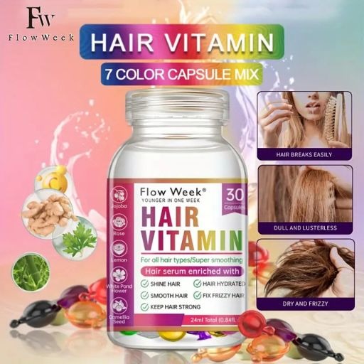 FlowWeek 30 Capsules/Box Vitamin A&E Hair Care Capsules Strengthen