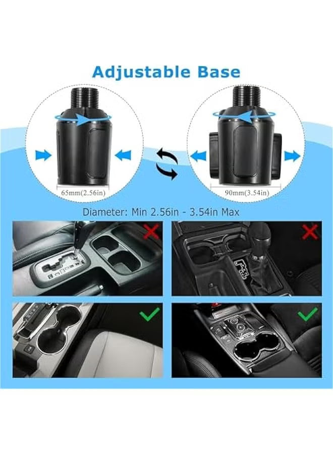 4-in-1 Car Cup Holder Expander with Tray – Adjustable Dual Cup Holder & Car Food Tray Table