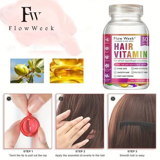 FlowWeek 30 Capsules/Box Vitamin A&E Hair Care Capsules Strengthen