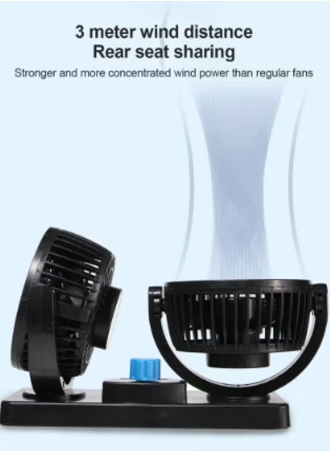 Portable Electric Car Fans 360 Degree Rotatable 2 Speed Five Blade 12V Cooling Air Fan for SUV, RV, Vehicles