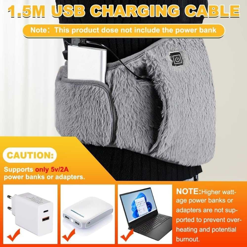 Jukkre Electric Waist Belt Heating Pad – USB Heated Waist & Hand Warmer