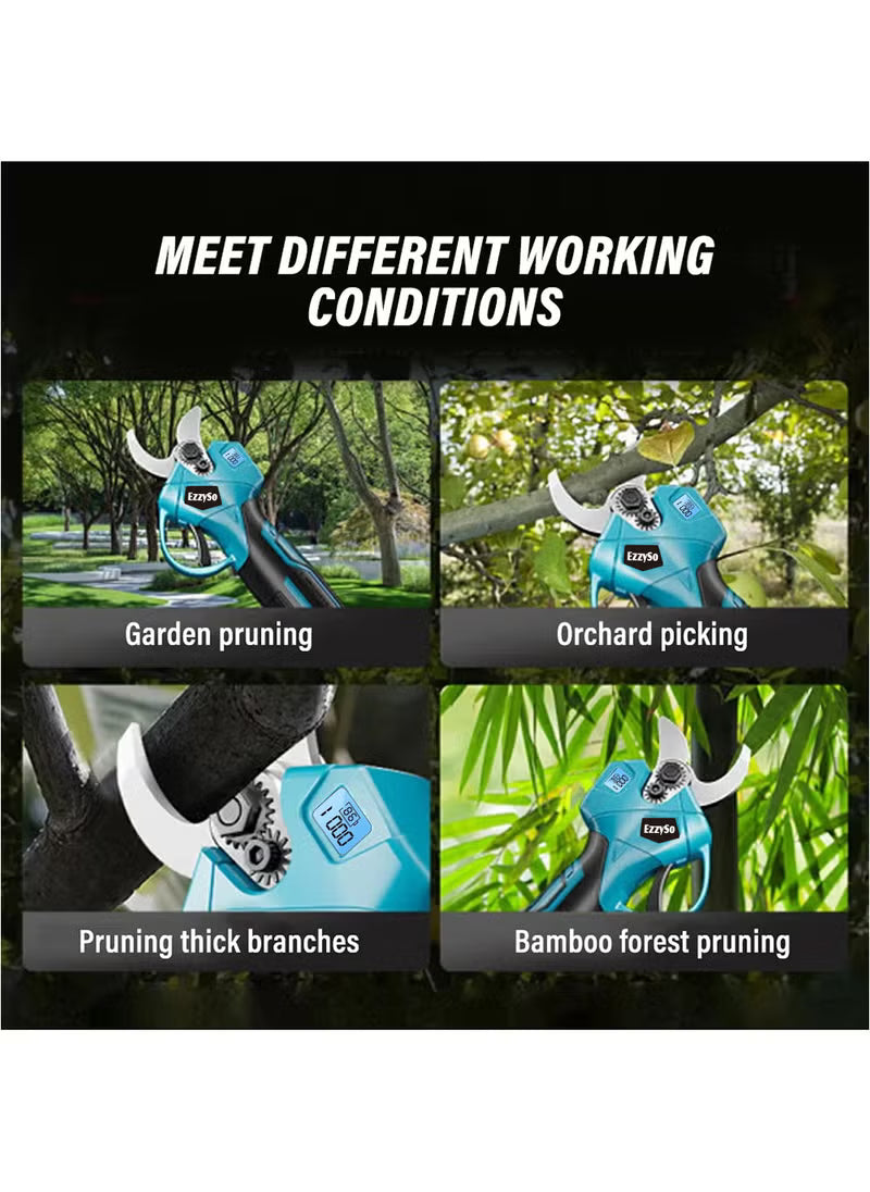 21V Electric Pruning Shears with 2 Batteries, Charger & Blades – Cuts Up to 30MM