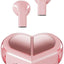 Pink Heart Design Wireless Earphones for Girls